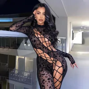 Leopard Print Cutout Jumpsuit P1A6896W