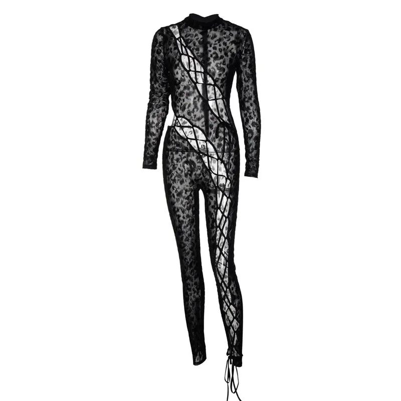 Leopard Print Cutout Jumpsuit P1A6896W