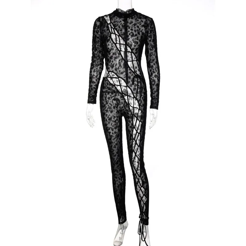 Leopard Print Cutout Jumpsuit P1A6896W