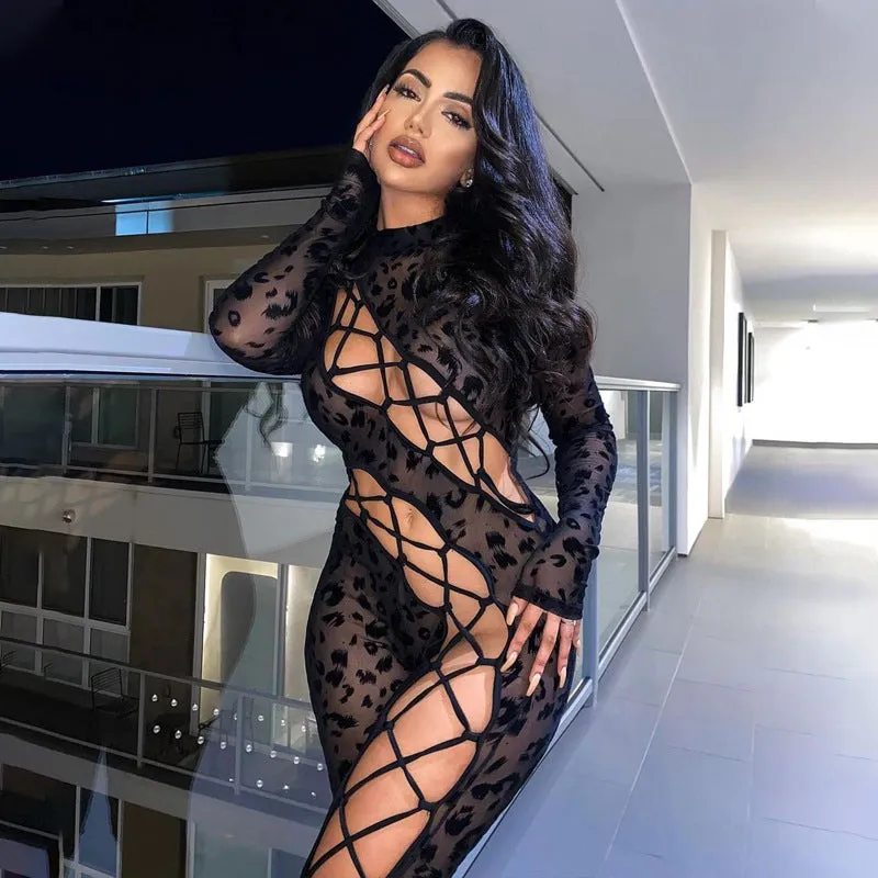 Leopard Print Cutout Jumpsuit P1A6896W