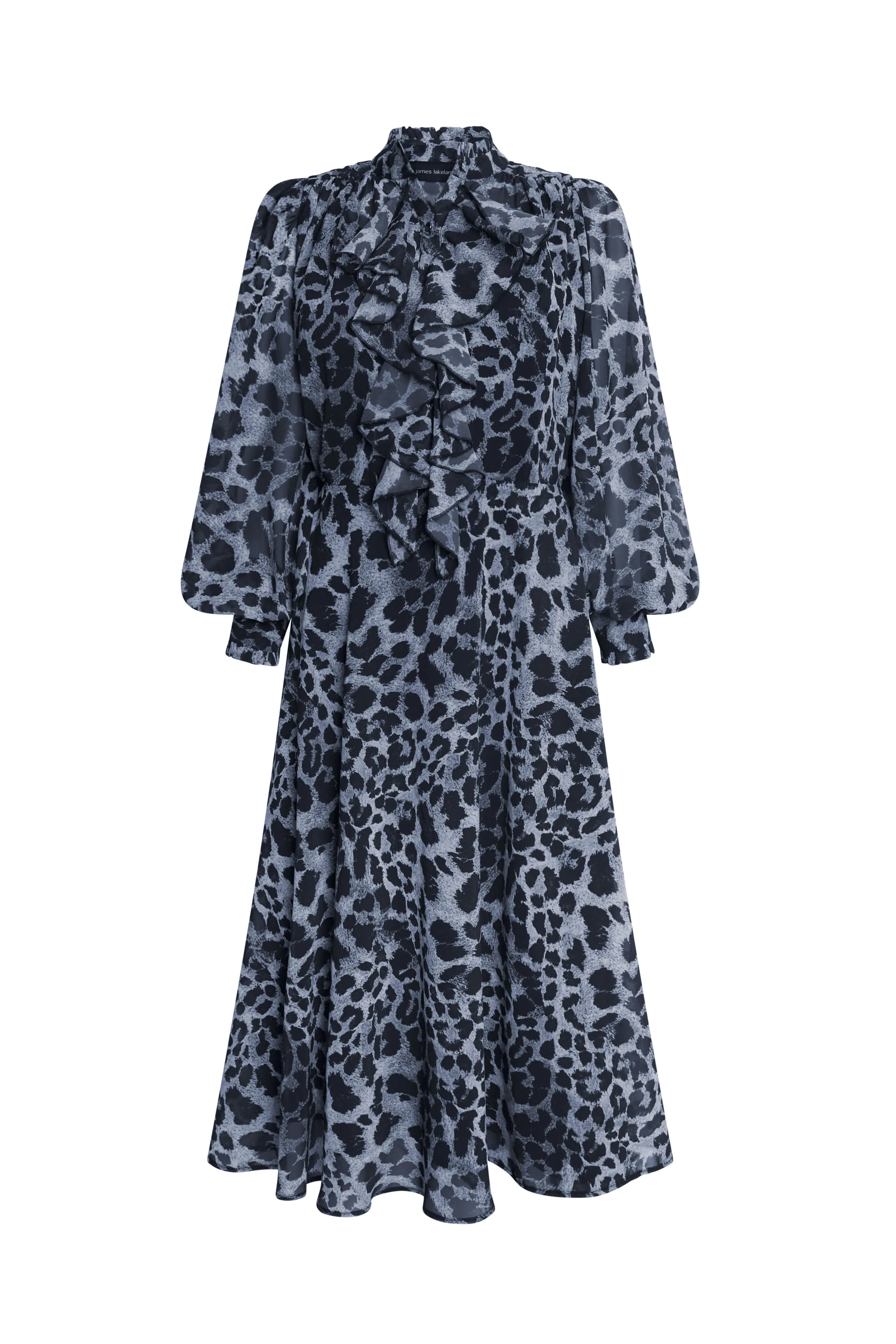 Leopard Print Midi Ruffle Dress