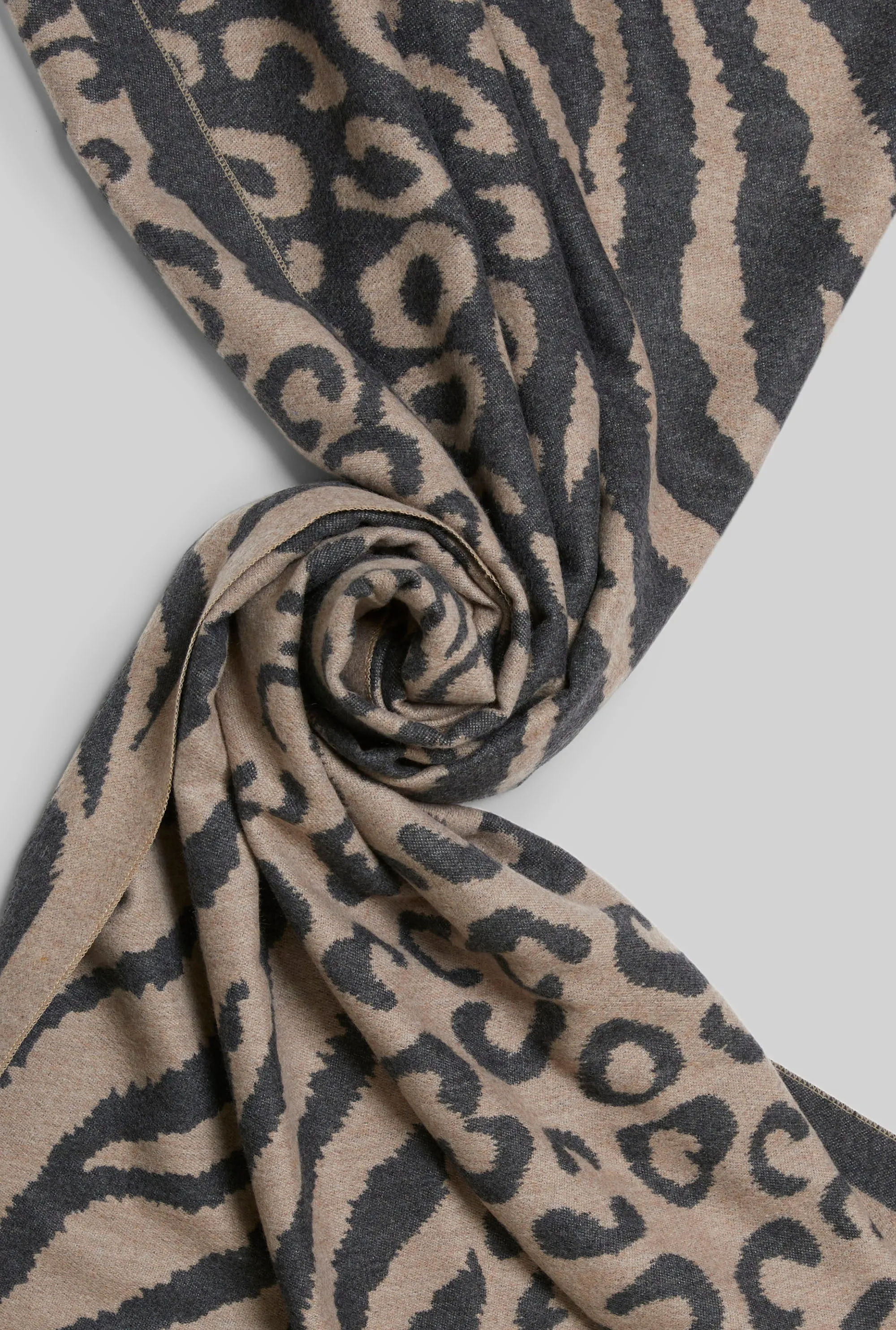 Leopard-Zebra Print Scarf Beige-Brown