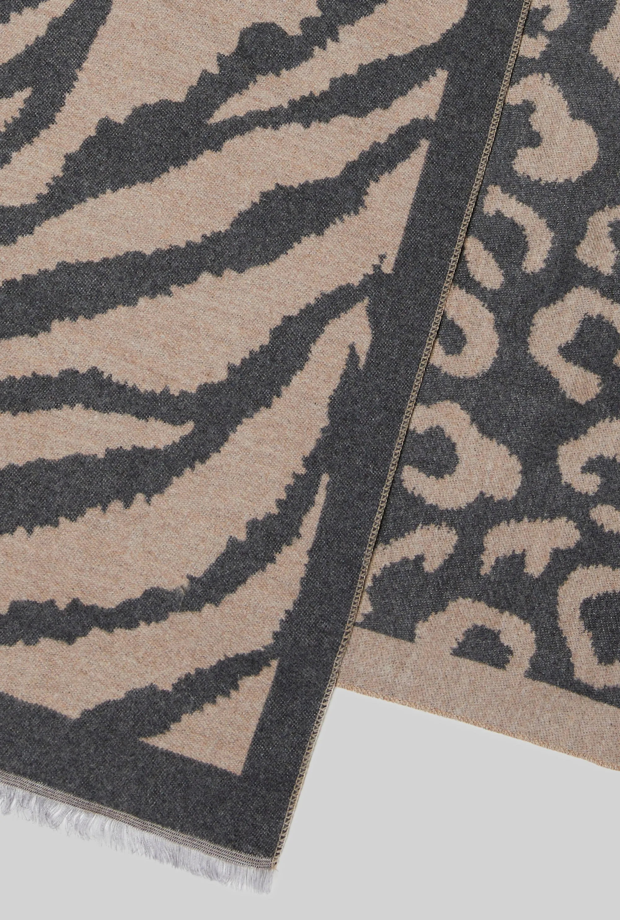 Leopard-Zebra Print Scarf Beige-Brown
