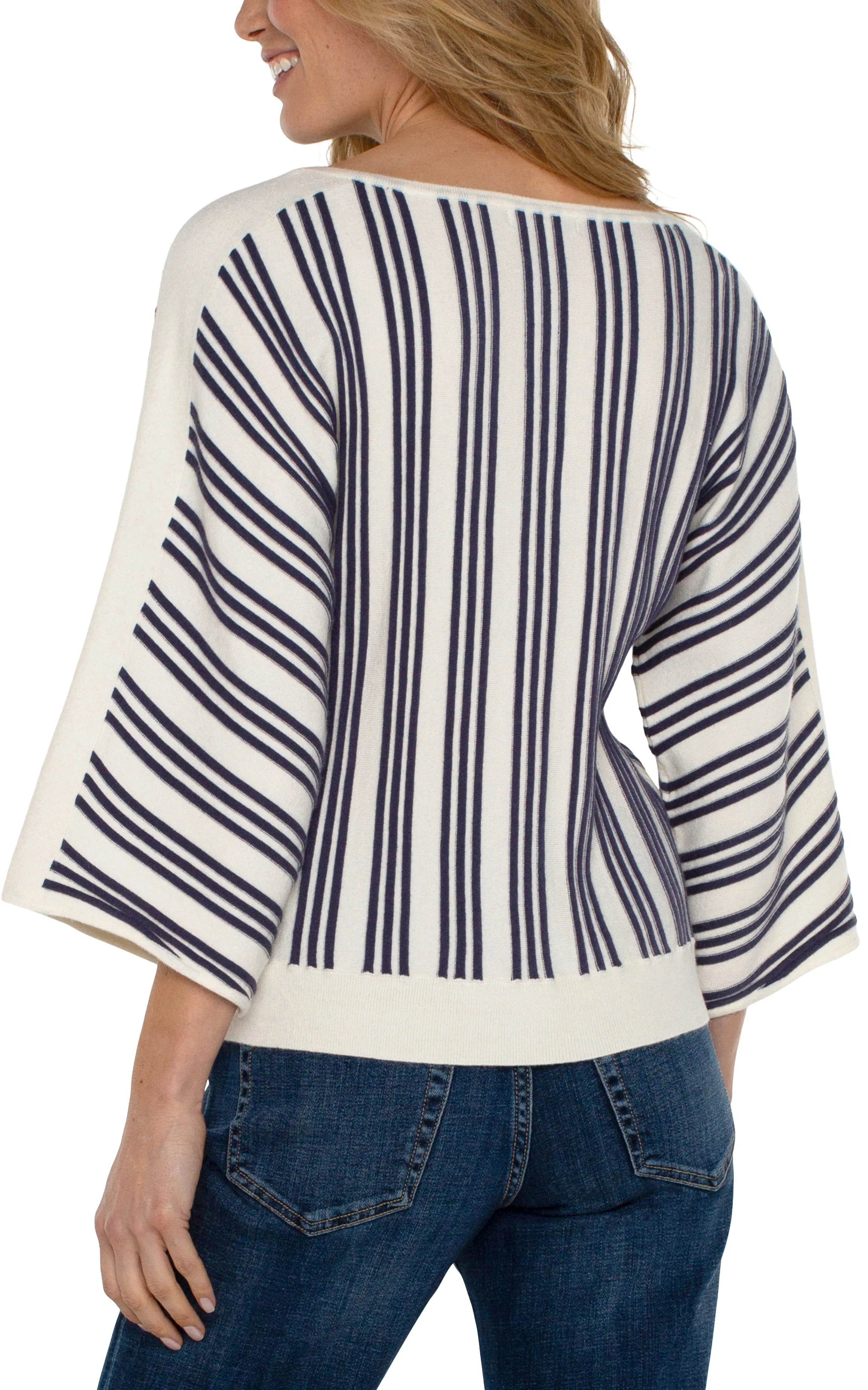 LIVERPOOL 3/4 SLEEVE BOAT-NECK SWEATER - CREAM MULTI - LM8B34SK12CM5