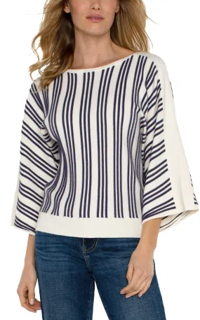 LIVERPOOL 3/4 SLEEVE BOAT-NECK SWEATER - CREAM MULTI - LM8B34SK12CM5
