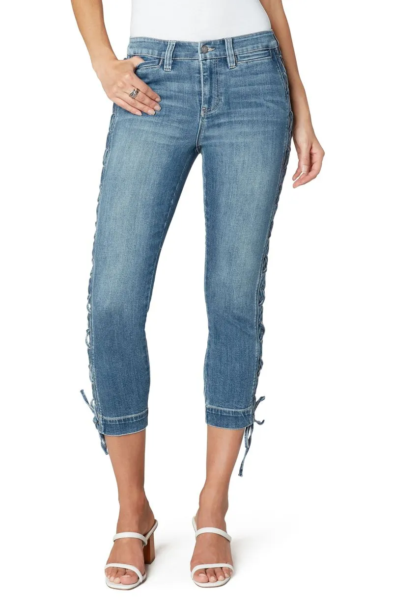 Liverpool Abby Crop Skinny With Lace Up Side Seams Jeans