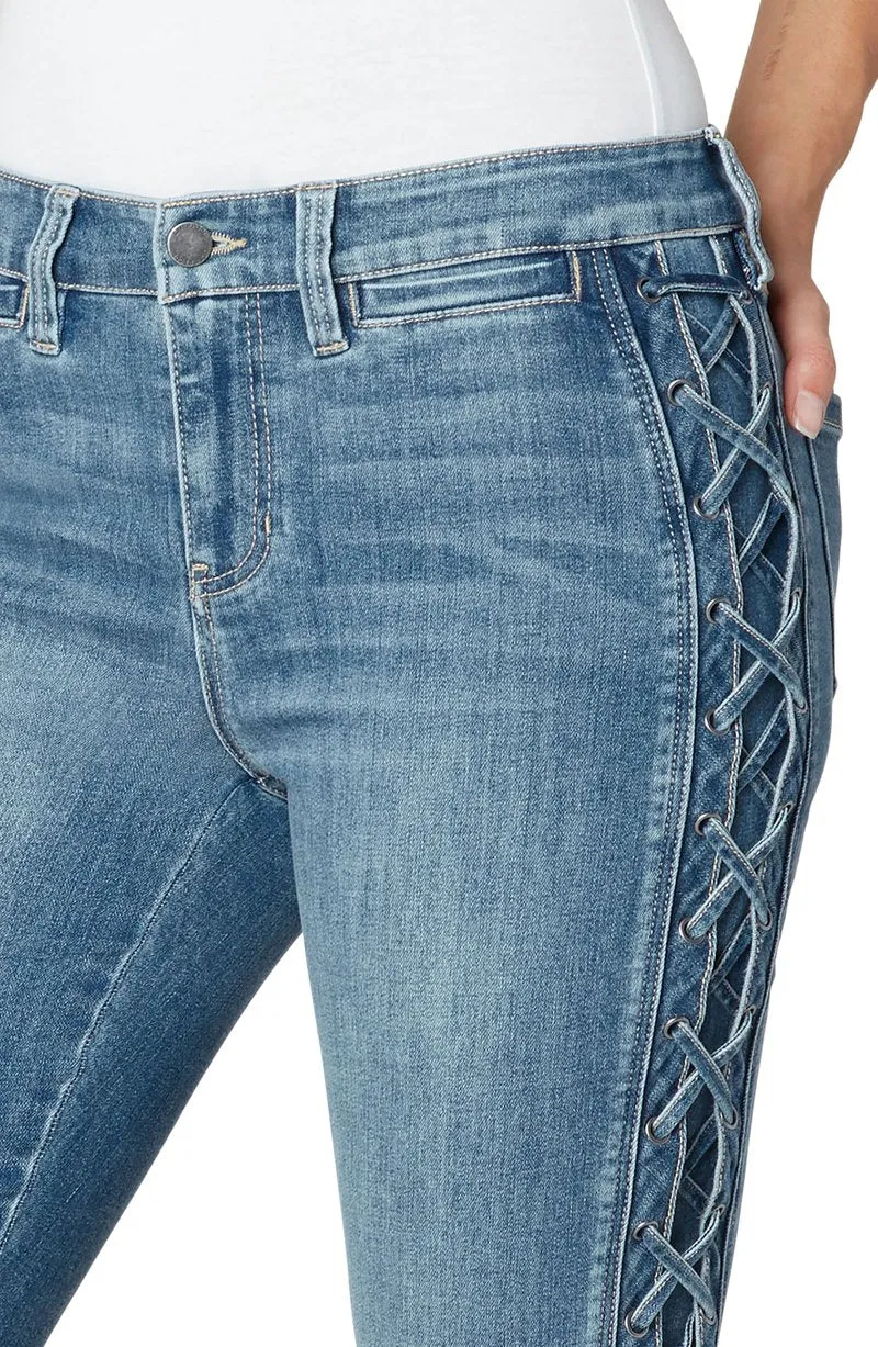 Liverpool Abby Crop Skinny With Lace Up Side Seams Jeans