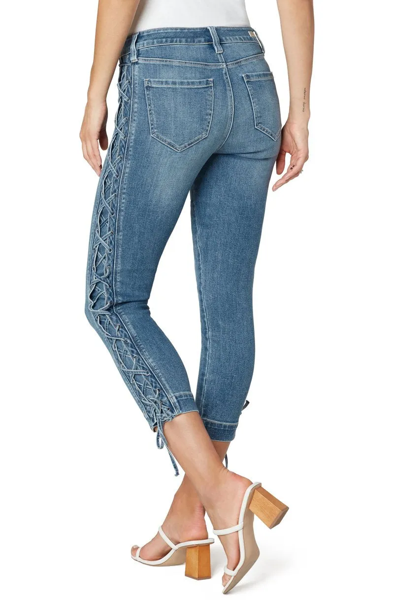 Liverpool Abby Crop Skinny With Lace Up Side Seams Jeans