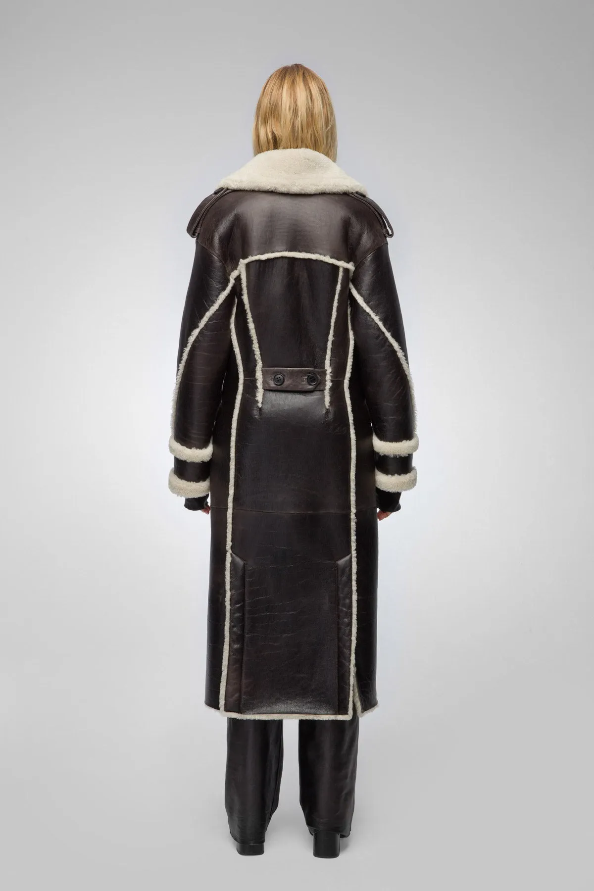 Morgane - Black & Ecru Shearling Coat