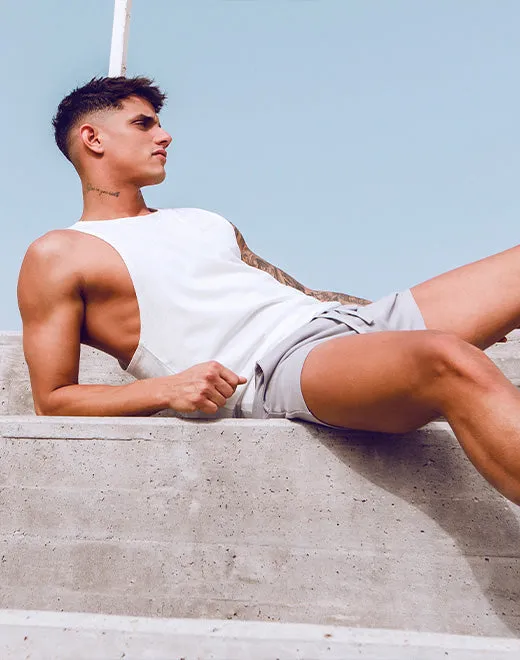 Racer Back Singlet - Grey White