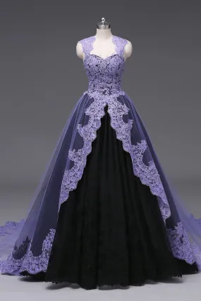 Ready to Wear Unique Purple Black Ball Gown Wedding Dress OCTOBER