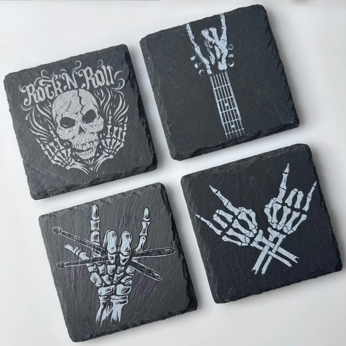 Rock 'n' Roll Slate Coasters - Set of 4