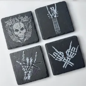Rock 'n' Roll Slate Coasters - Set of 4