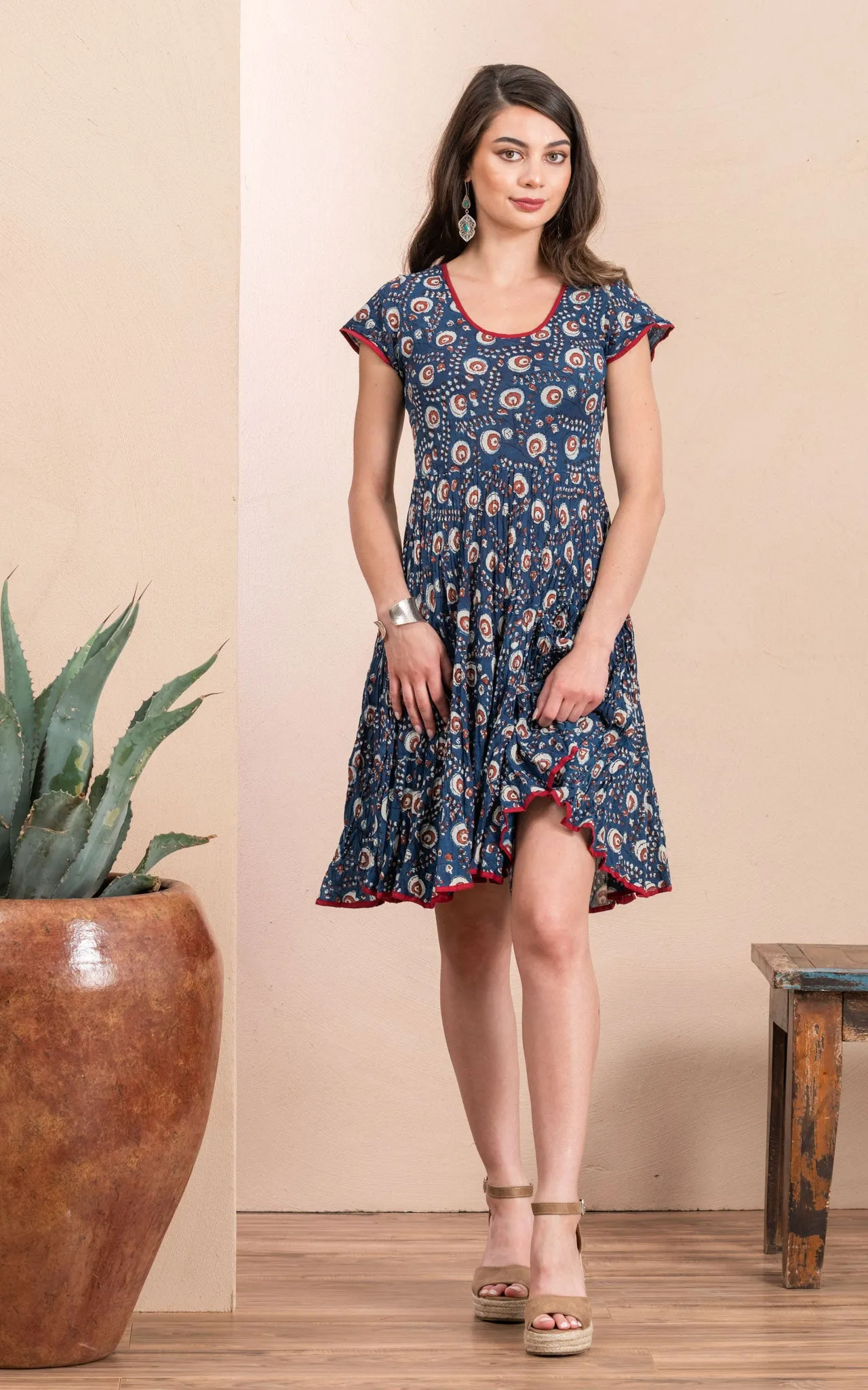 Santa Fe Dress, Short, Cap Sleeve, Morning Glory