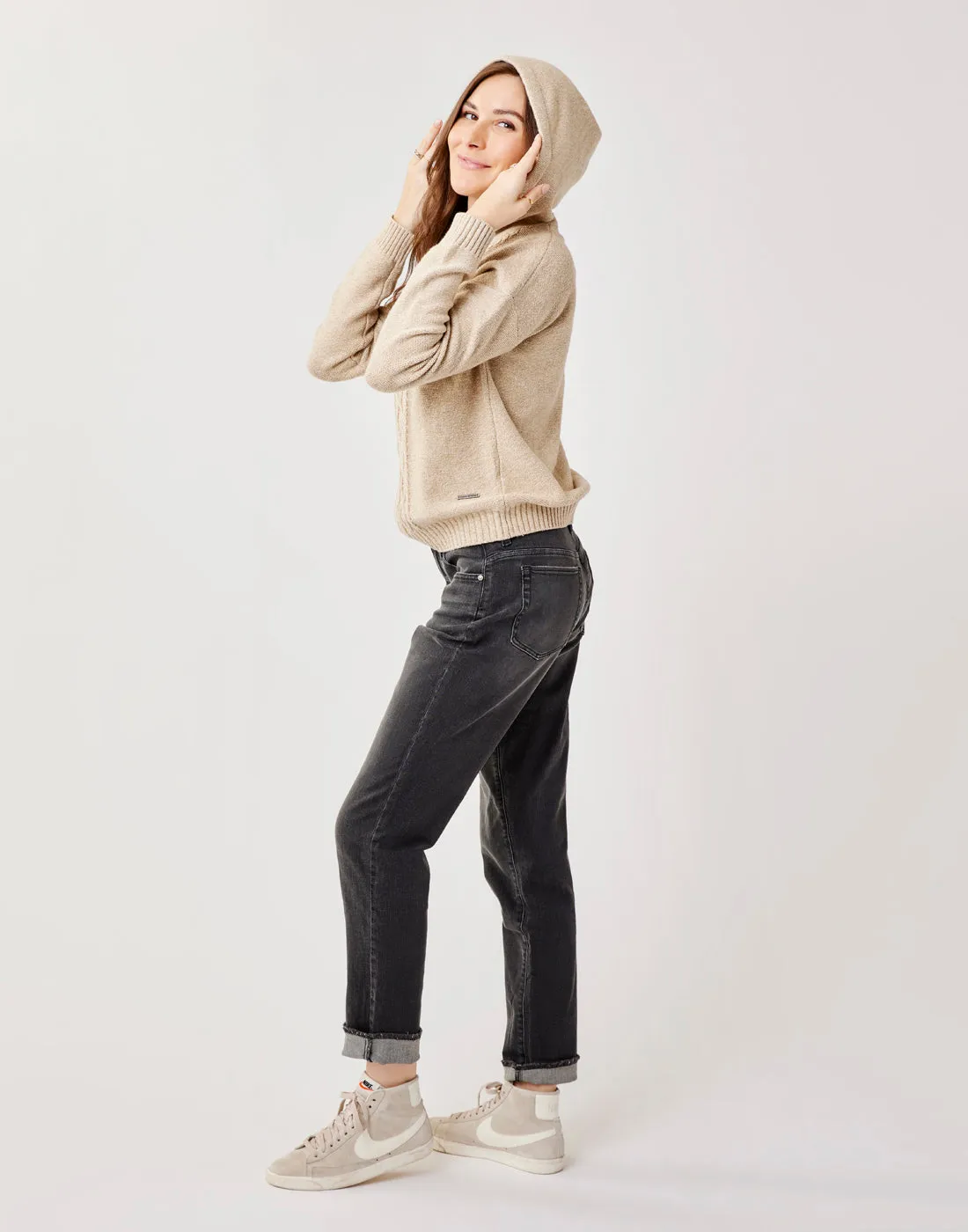 Stowe Hooded Sweater: Lt. Khaki Heather