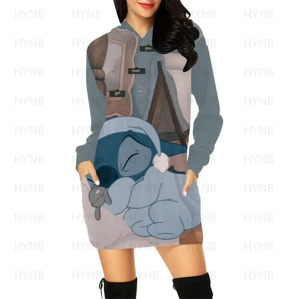 Sweater Dress Luxury Party Mini Stitch Hoodie Dresses for Women 2024 Long Sleeves Sexy Disney Kawaii Chic Woman Evening Y2k Prom