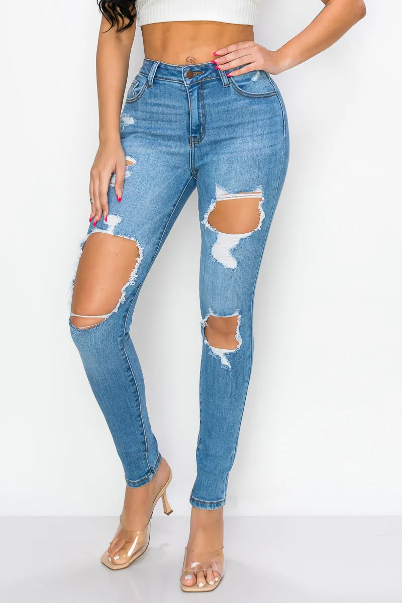 Taylor - High Rise Hole Destroy Premium Skinny