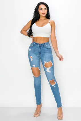 Taylor - High Rise Hole Destroy Premium Skinny