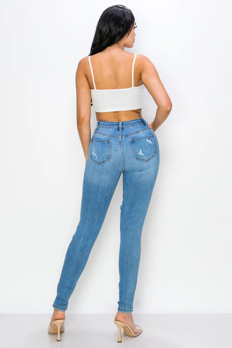 Taylor - High Rise Hole Destroy Premium Skinny