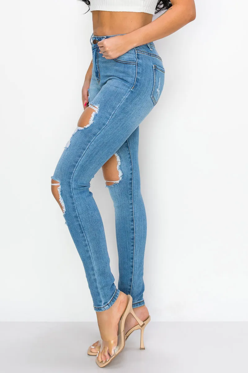 Taylor - High Rise Hole Destroy Premium Skinny