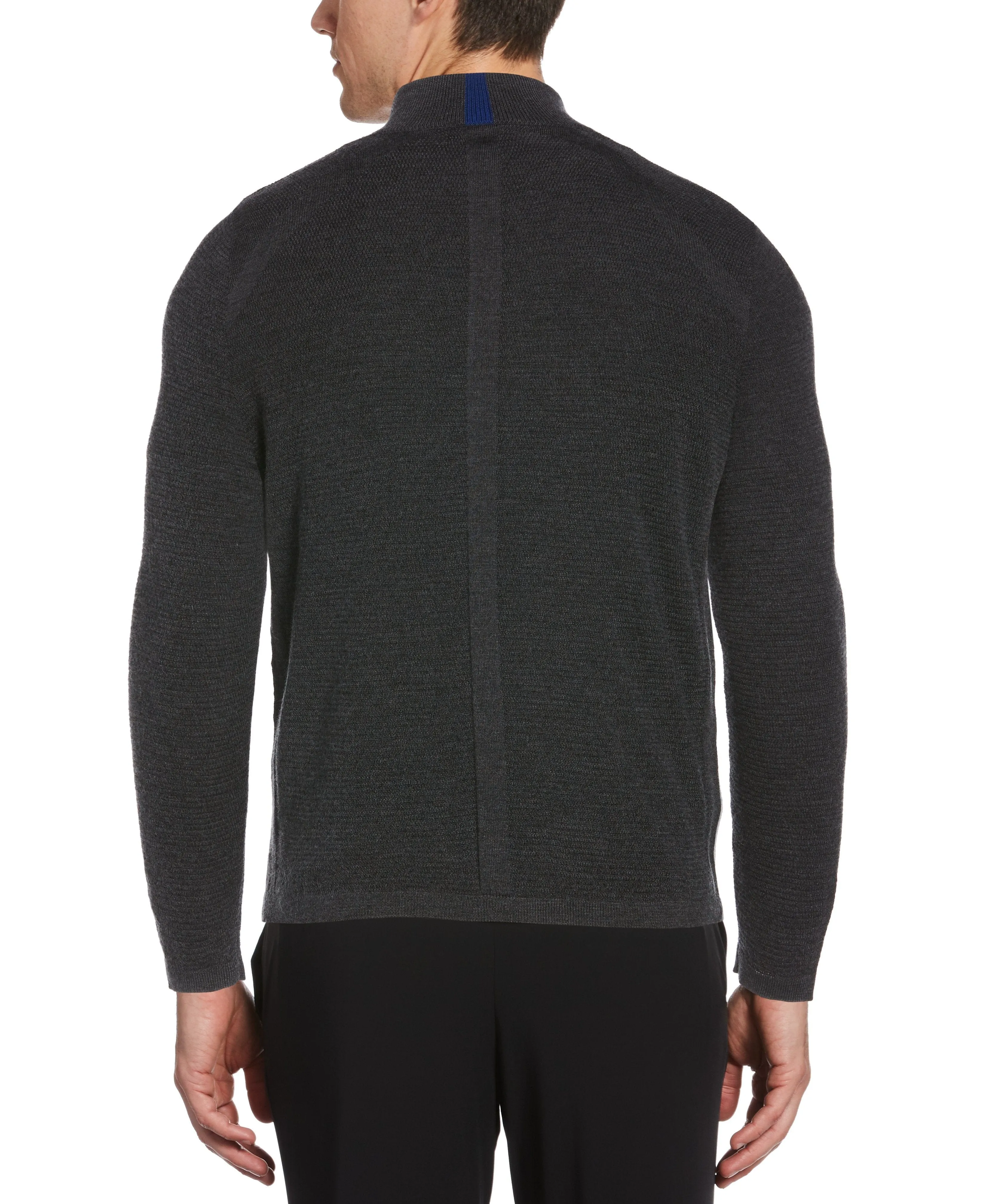 Textured Merino Wool Blend Quarter Zip Sweater