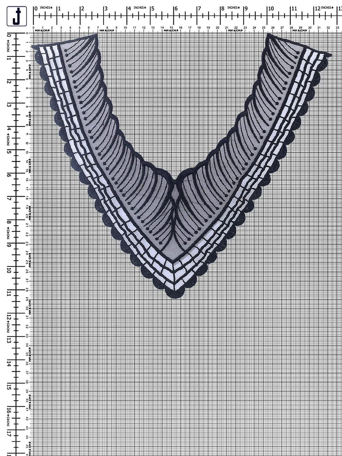 'V' Shape Black Embroidery Neck