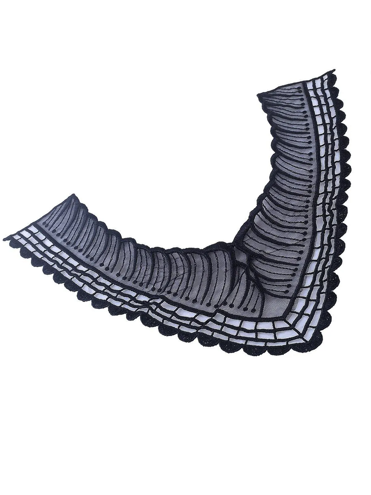 'V' Shape Black Embroidery Neck