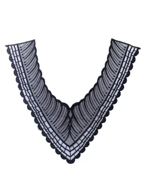 'V' Shape Black Embroidery Neck