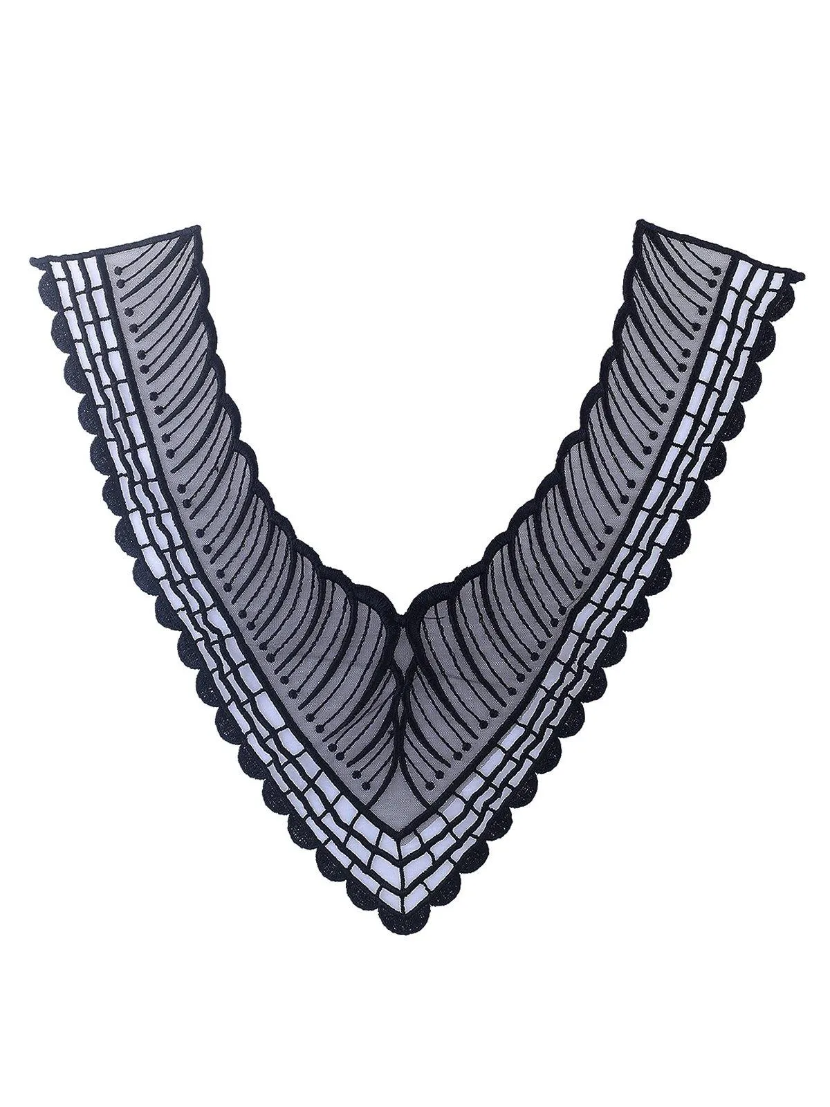 'V' Shape Black Embroidery Neck