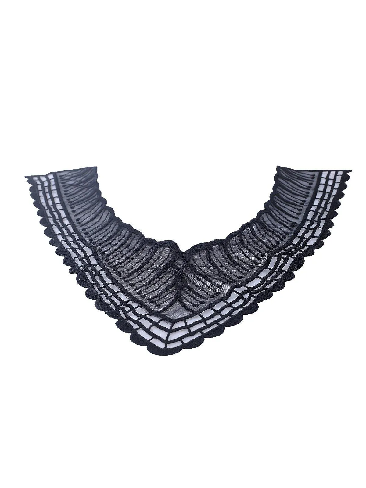 'V' Shape Black Embroidery Neck