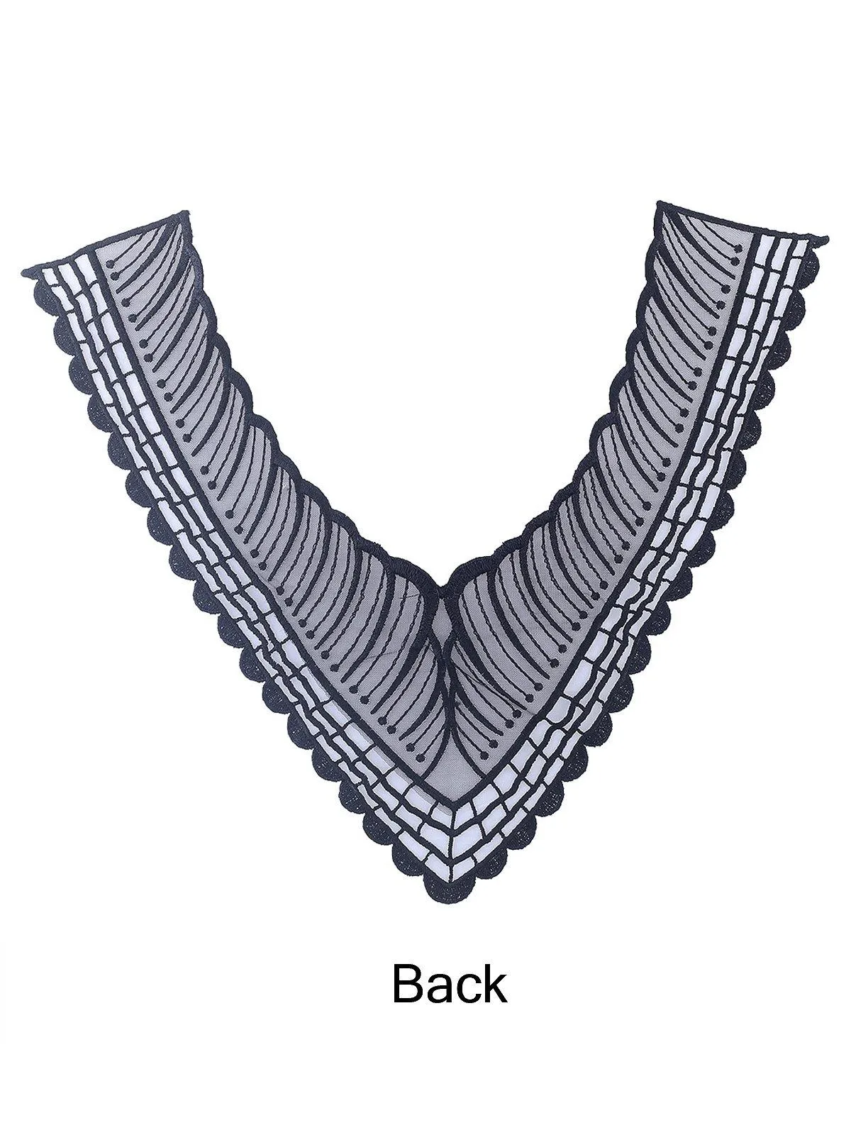 'V' Shape Black Embroidery Neck