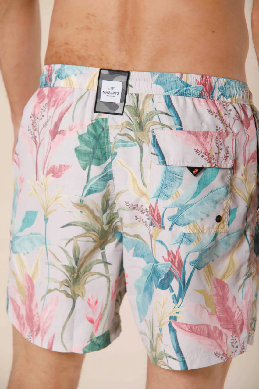 Versilia Beach men's swimsuit in polyester jungle flower pattern  regular ①