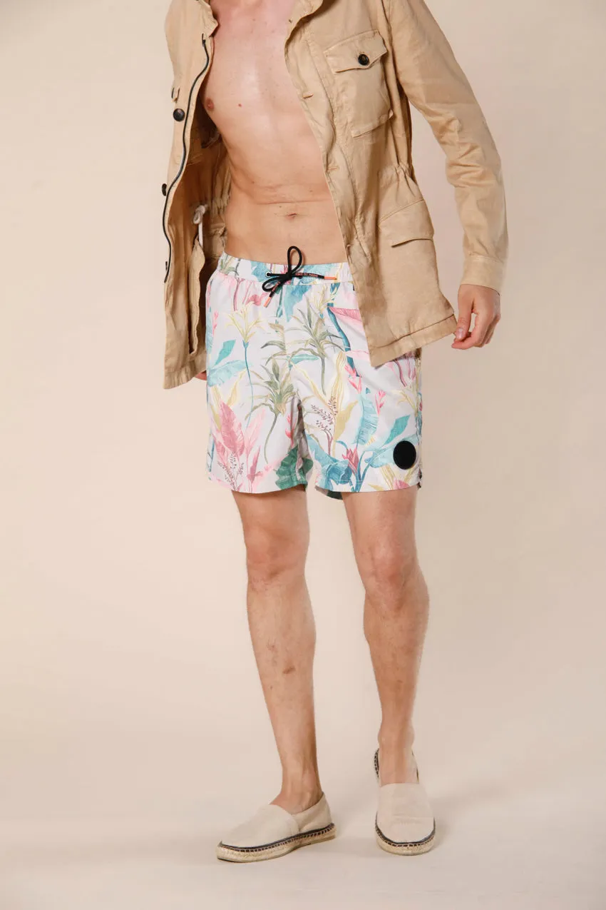 Versilia Beach men's swimsuit in polyester jungle flower pattern  regular ①